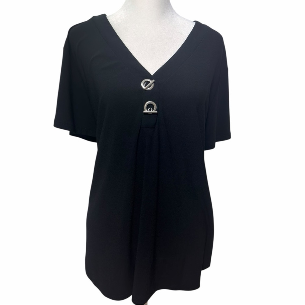 Love, Scarlet Black V-Neck Top – Size 2XL
